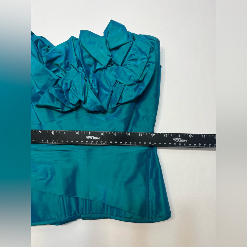 Juan Carlos Pinera Silk Corset Top Ruffle Detail Blue Size Small Vintage Bustier - Picture 6 of 8